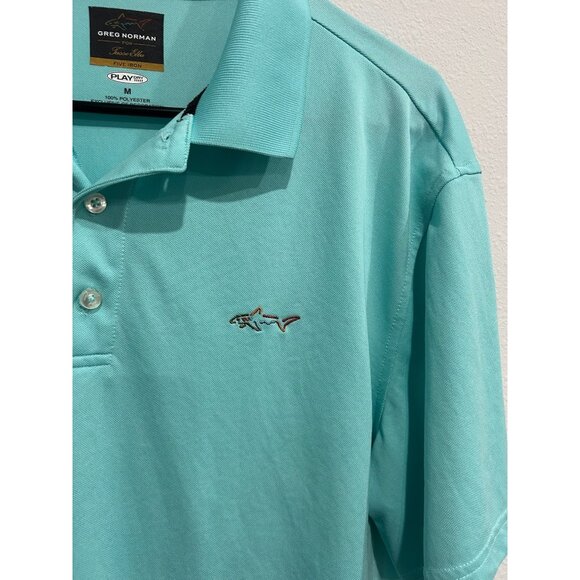 Greg Norman For Tasso Elba Mens Polo Shirt Light Blue M PlayDry Polyester - Picture 4 of 7